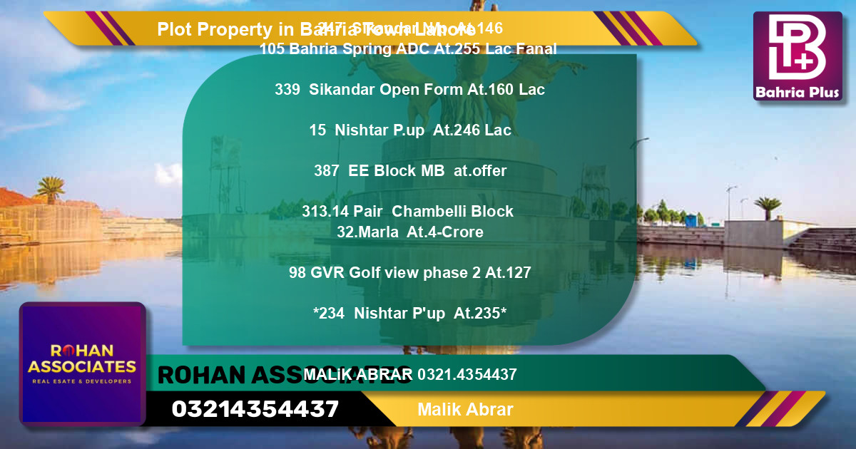 Residential Plot for Sale in Bahria Town, Lahore - (BP-82196)