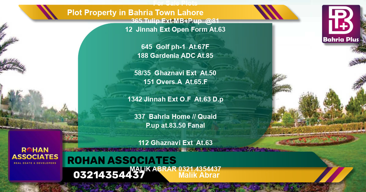 Residential Plot for Sale in Bahria Town, Lahore - (BP-82197)