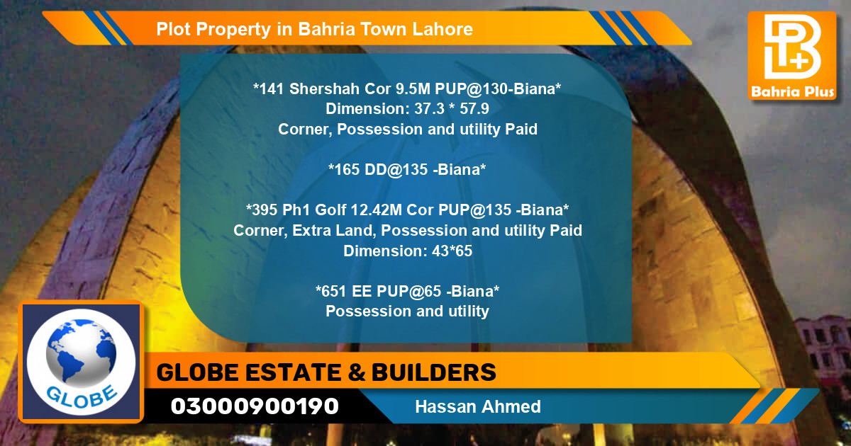 Residential Plot for Sale in Bahria Town, Lahore - (BP-82201)