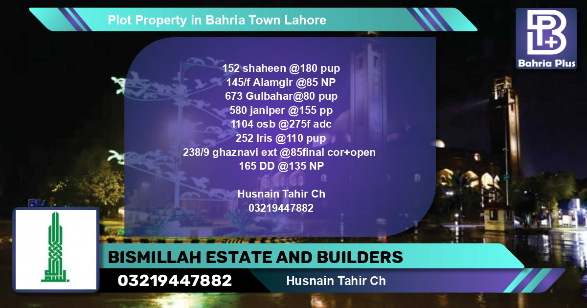 Residential Plot for Sale in Bahria Town, Lahore - (BP-82225)