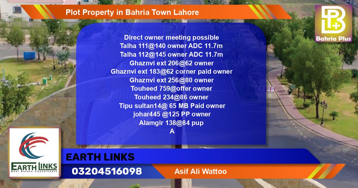 Residential Plot for Sale in Bahria Town, Lahore - (BP-82228)