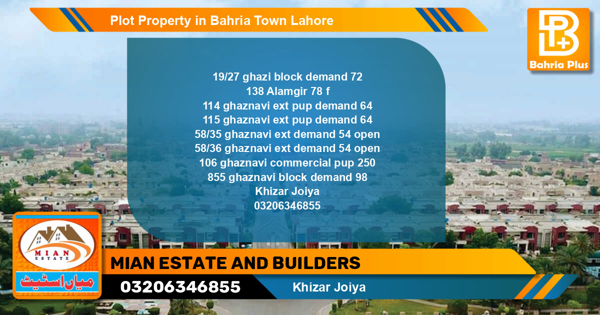 Commercial Plot for Sale in Sector F - Ghazi Block -  Bahria Town, Lahore - (BP-82235)