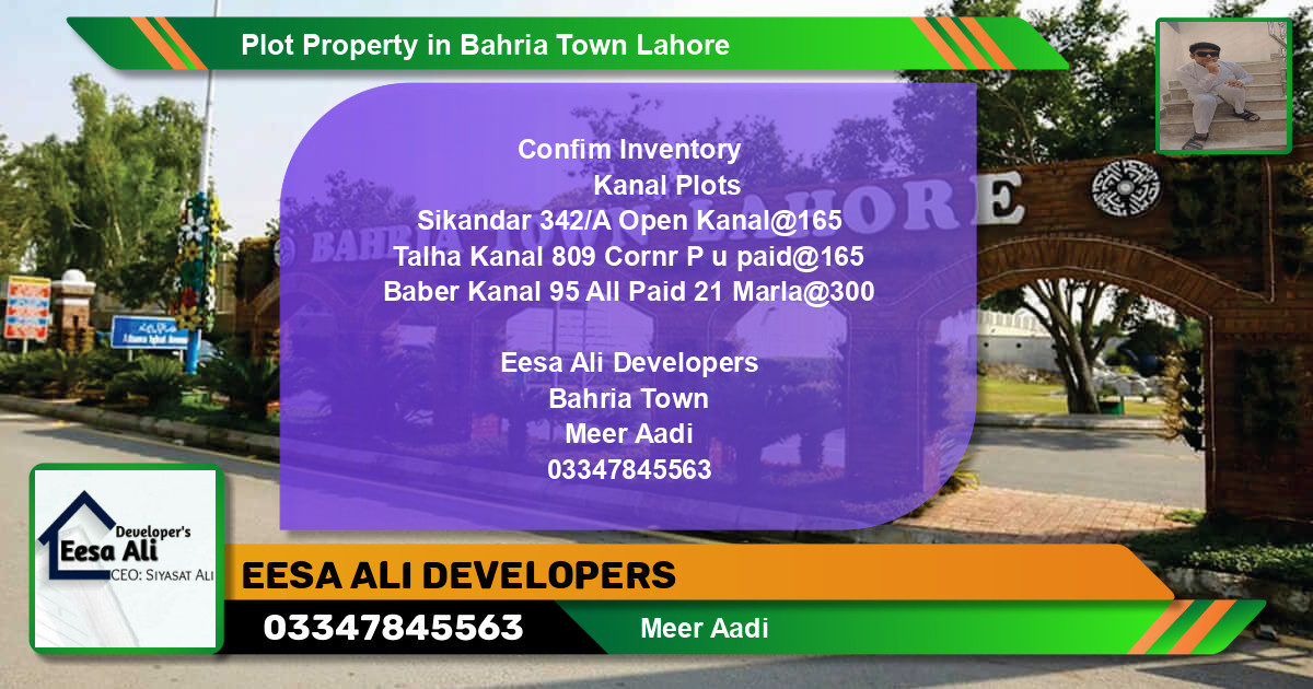 Residential Plot for Sale in Bahria Town, Lahore - (BP-82245)