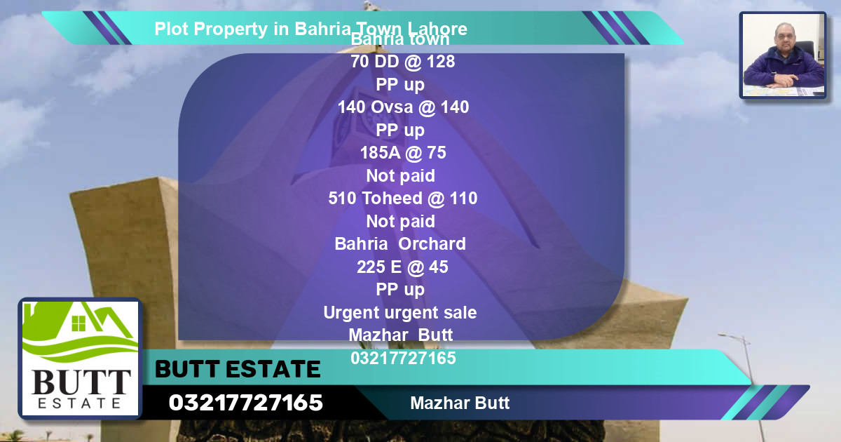 Residential Plot for Sale in Sector D - DD Block -  Bahria Town, Lahore - (BP-82246)