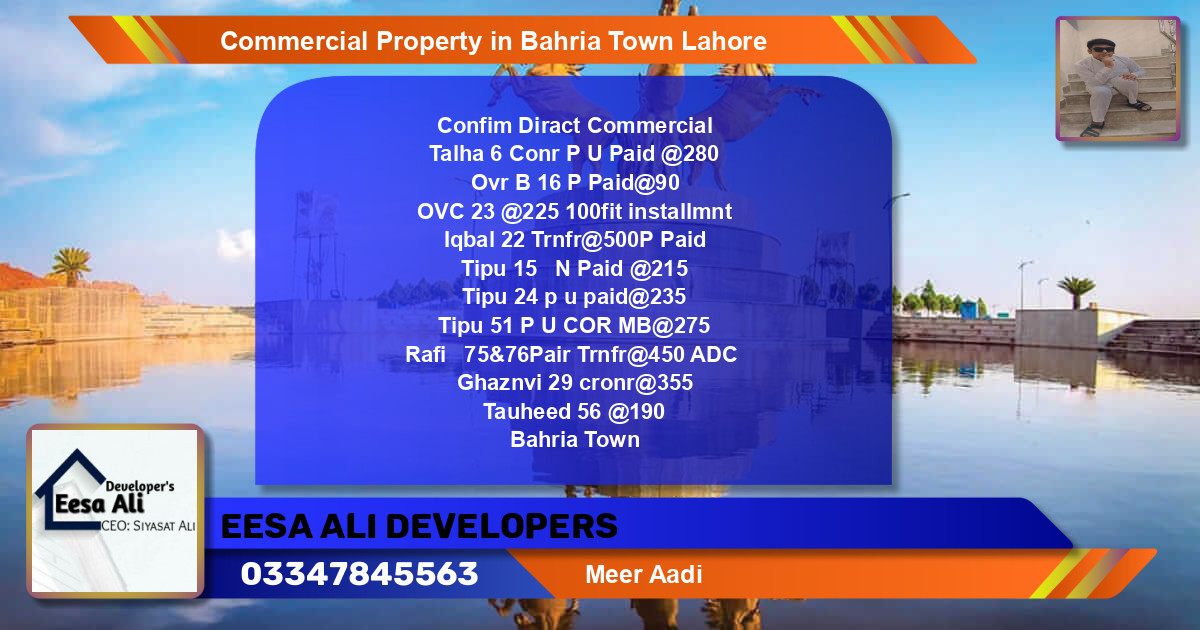 Commercial Property for Sale in Bahria Town, Lahore - (BP-82249)