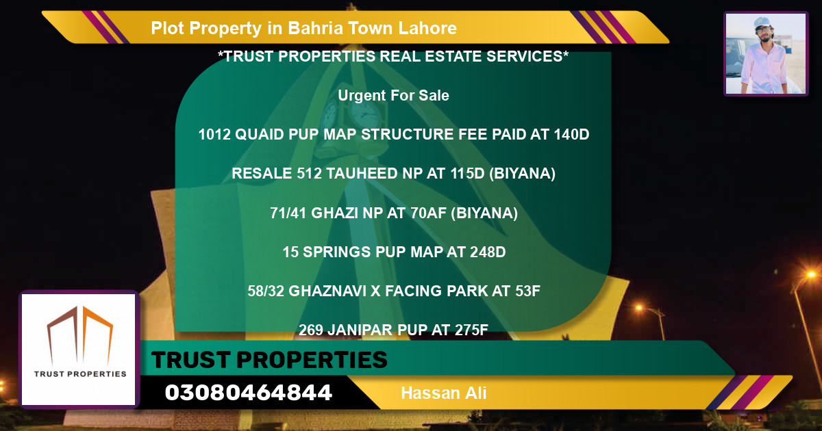 Residential Plot for Sale in Bahria Town, Lahore - (BP-82272)