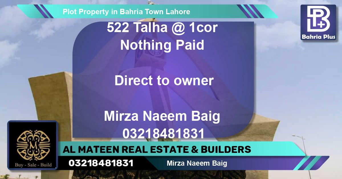 Residential Plot for Sale in Bahria Town, Lahore - (BP-82285)