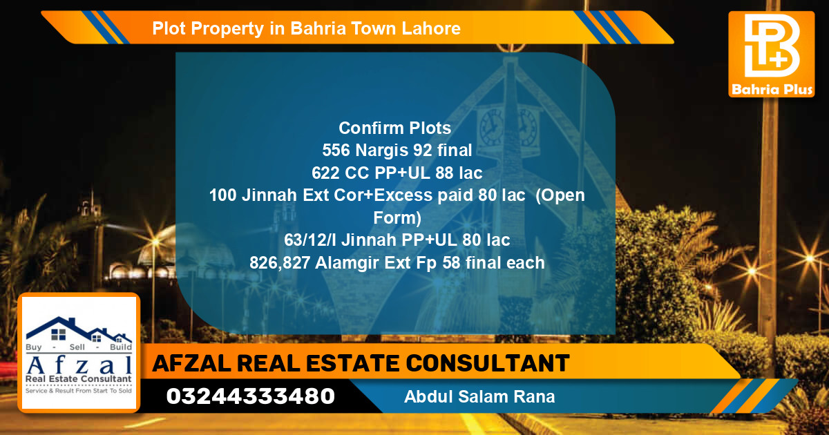 Residential Plot for Sale in Bahria Town, Lahore - (BP-82305)