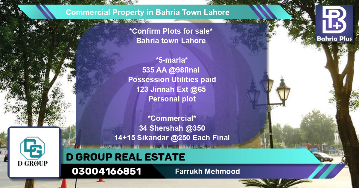 Commercial Property for Sale in Bahria Town, Lahore - (BP-82340)