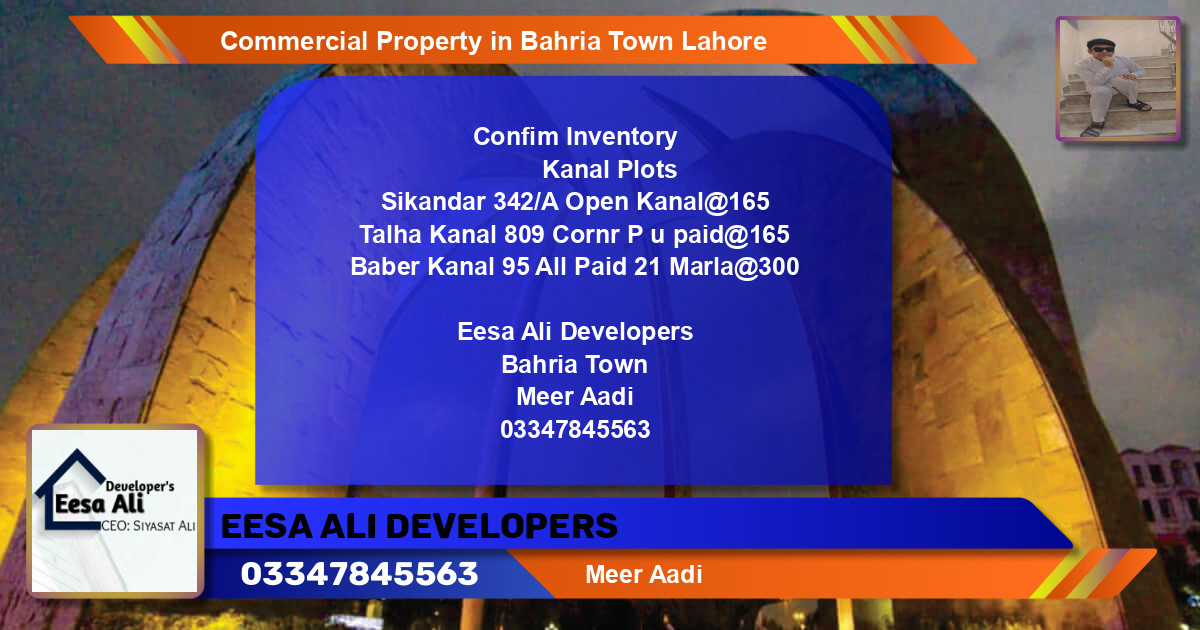 Commercial Property for Sale in Bahria Town, Lahore - (BP-82367)
