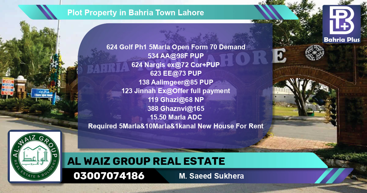 Residential Plot for Sale in Bahria Town, Lahore - (BP-82385)