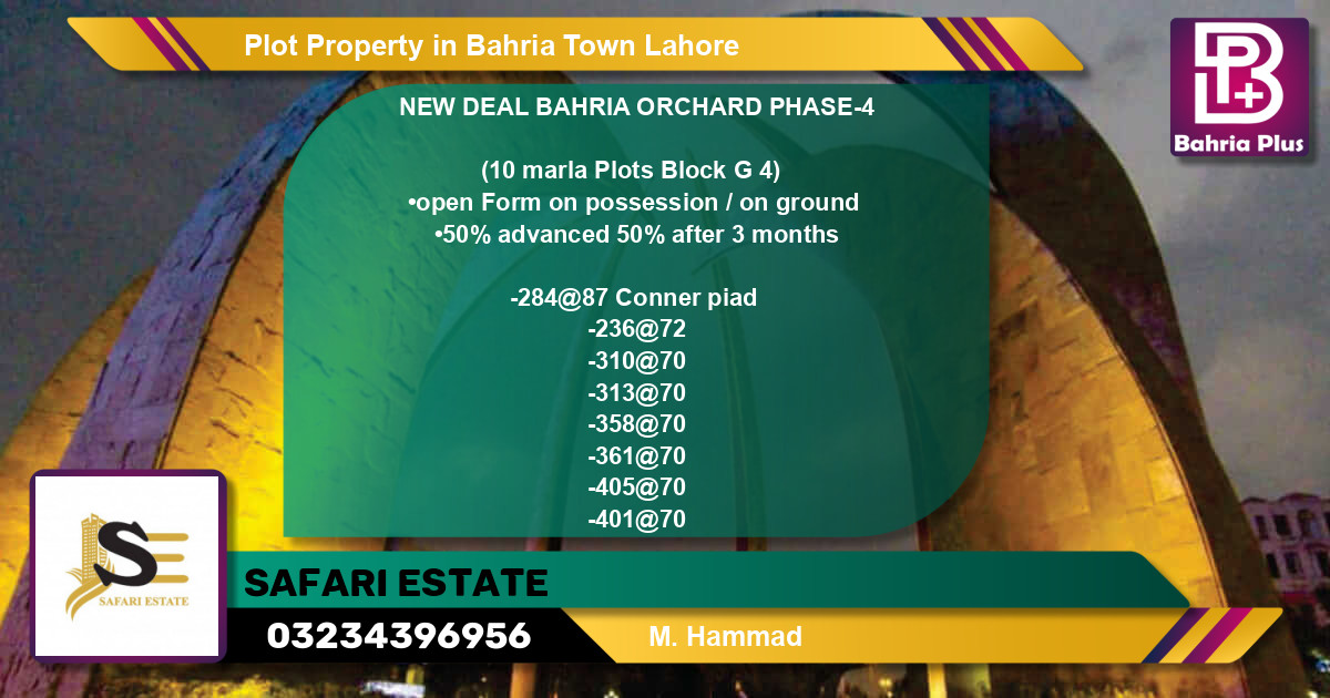 Residential Plot for Sale in Bahria Town, Lahore - (BP-82439)