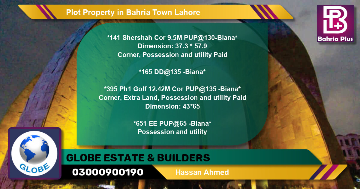 Residential Plot for Sale in Bahria Town, Lahore - (BP-82445)