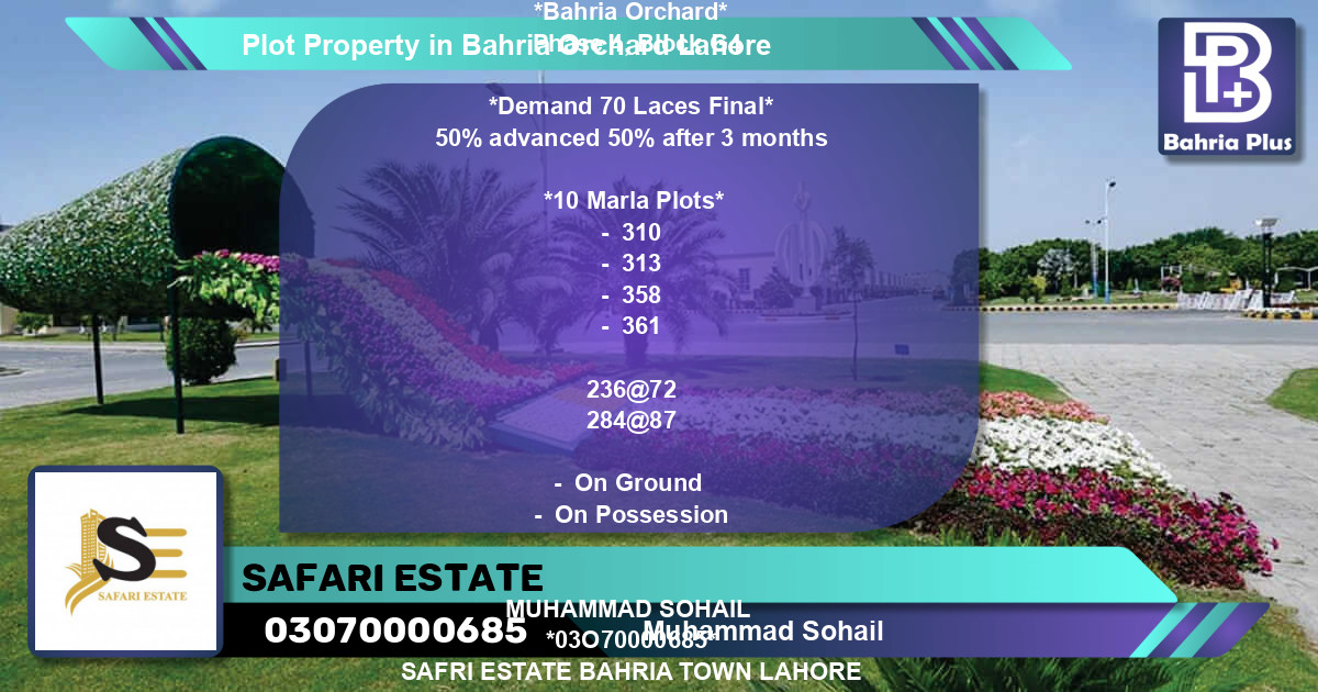 Residential Plot for Sale in Bahria Orchard, Lahore - (BP-82479)