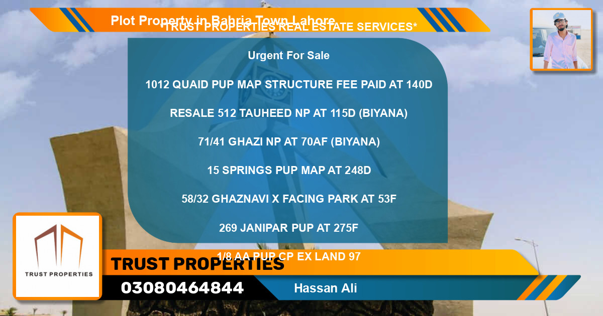 Residential Plot for Sale in Bahria Town, Lahore - (BP-82486)