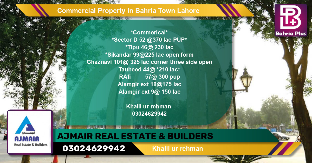 Commercial Property for Sale in Bahria Town, Lahore - (BP-82543)