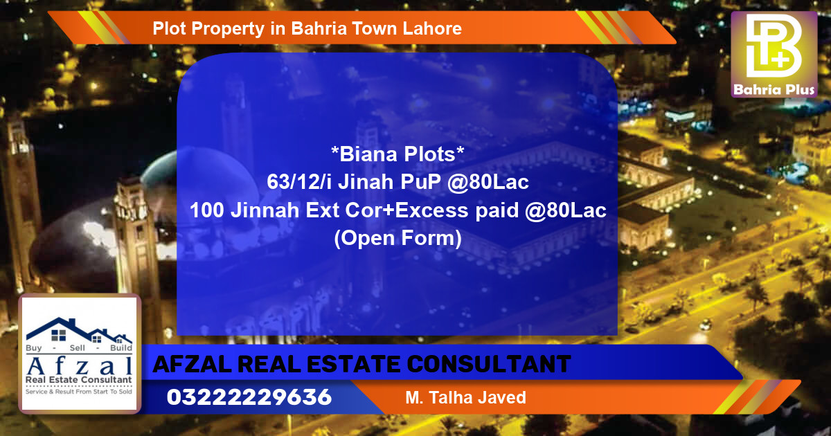 Residential Plot for Sale in Bahria Town, Lahore - (BP-82574)