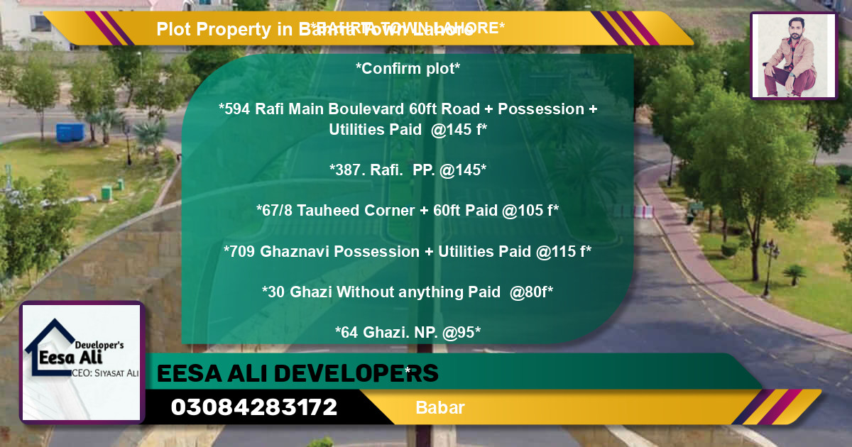 Residential Plot for Sale in Bahria Town, Lahore - (BP-82578)