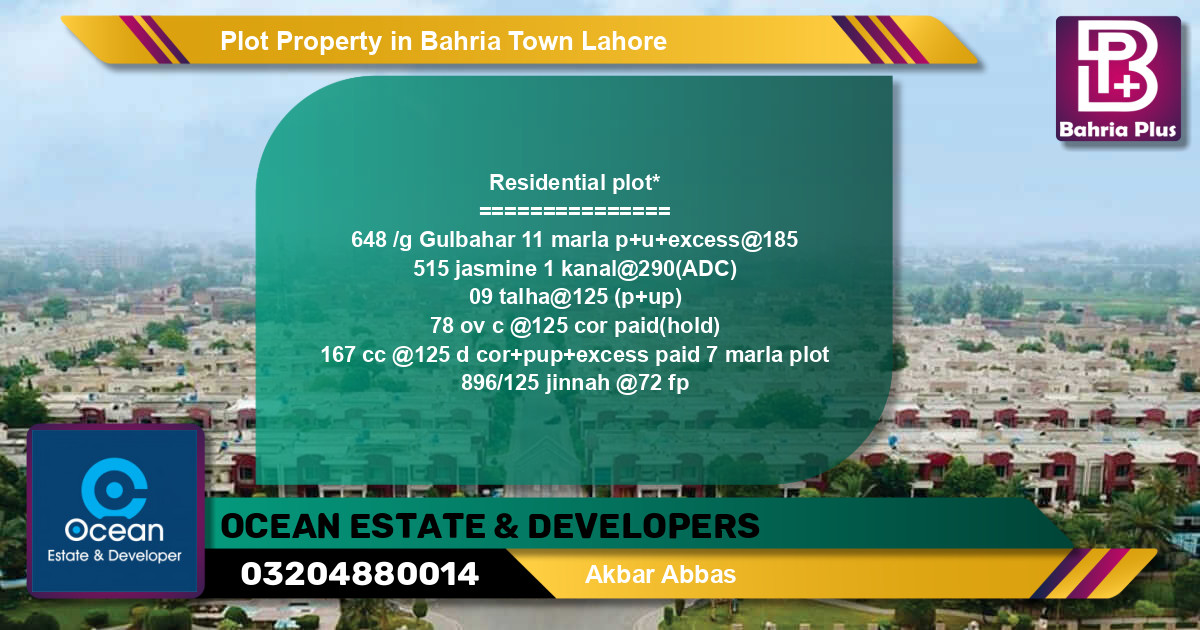 Residential Plot for Sale in Bahria Town, Lahore - (BP-82580)