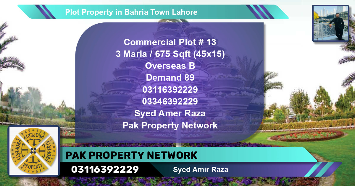 Commercial Plot for Sale in Bahria Town, Lahore - (BP-82589)