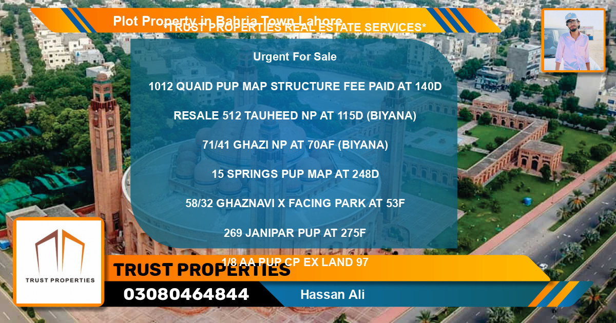 Residential Plot for Sale in Bahria Town, Lahore - (BP-82590)