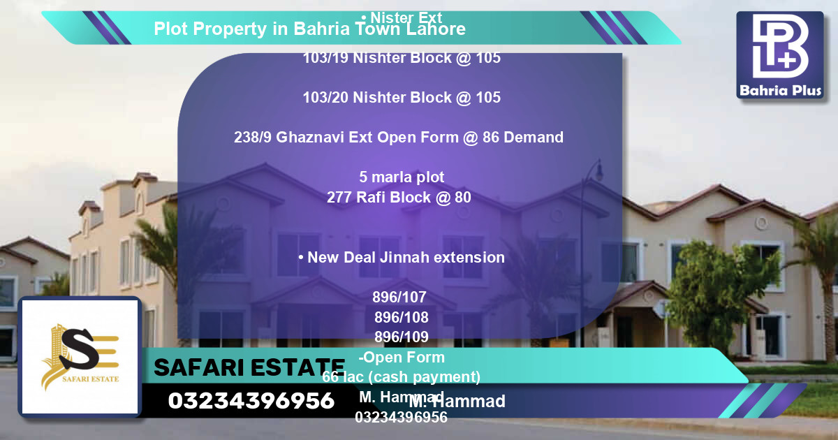 Residential Plot for Sale in Bahria Town, Lahore - (BP-82608)