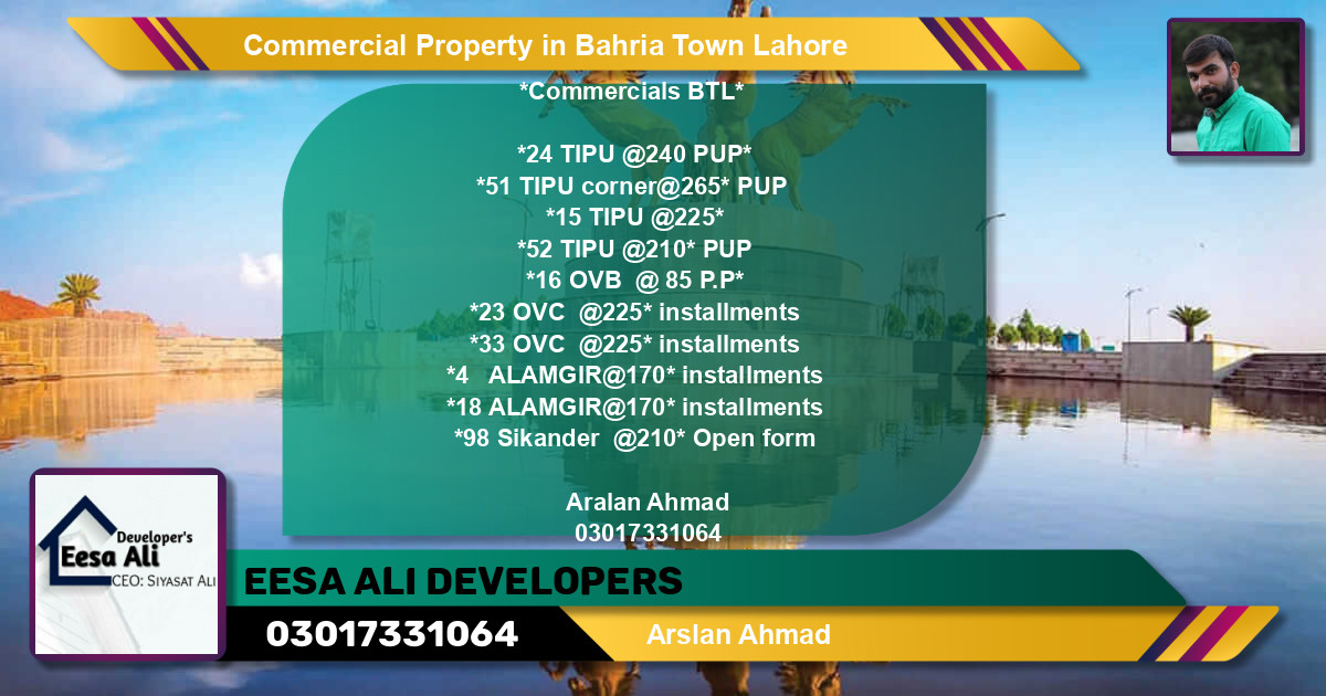 Commercial Property for Sale in Bahria Town, Lahore - (BP-82637)