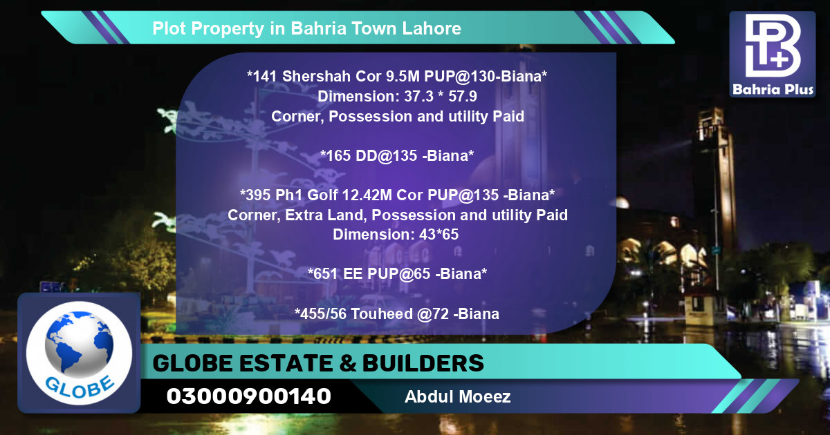 Residential Plot for Sale in Bahria Town, Lahore - (BP-82641)