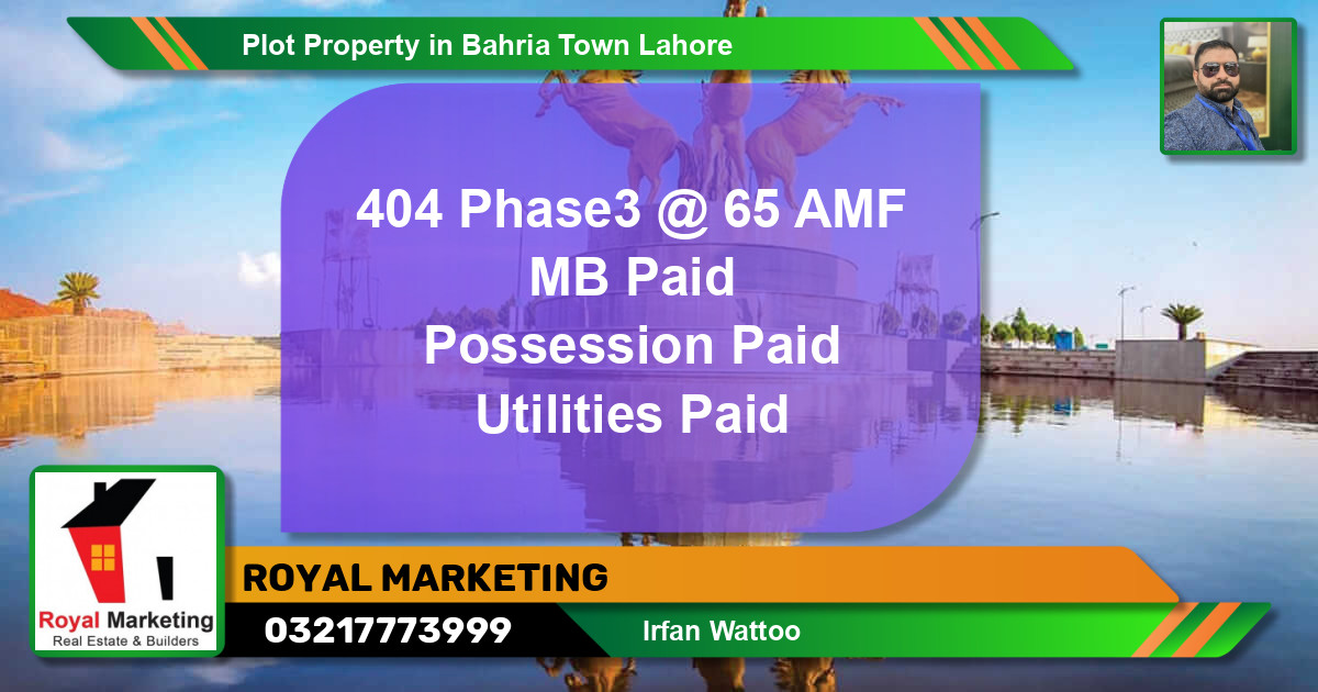 Residential Plot for Sale in Bahria Town, Lahore - (BP-82659)