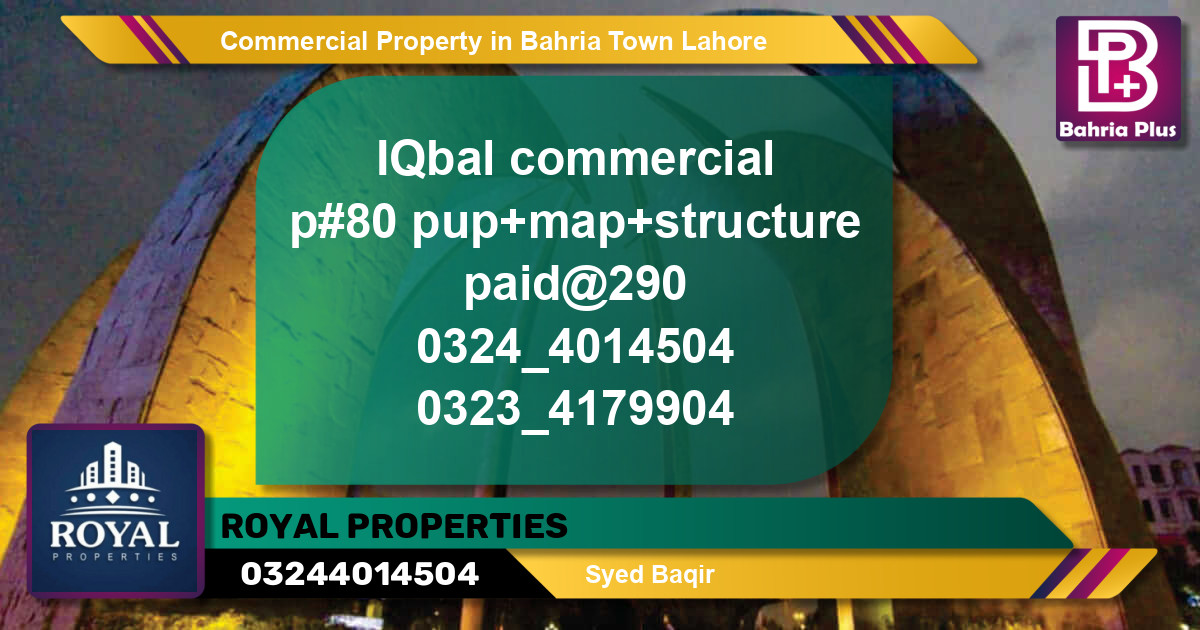 Commercial Property for Sale in Bahria Town, Lahore - (BP-82661)