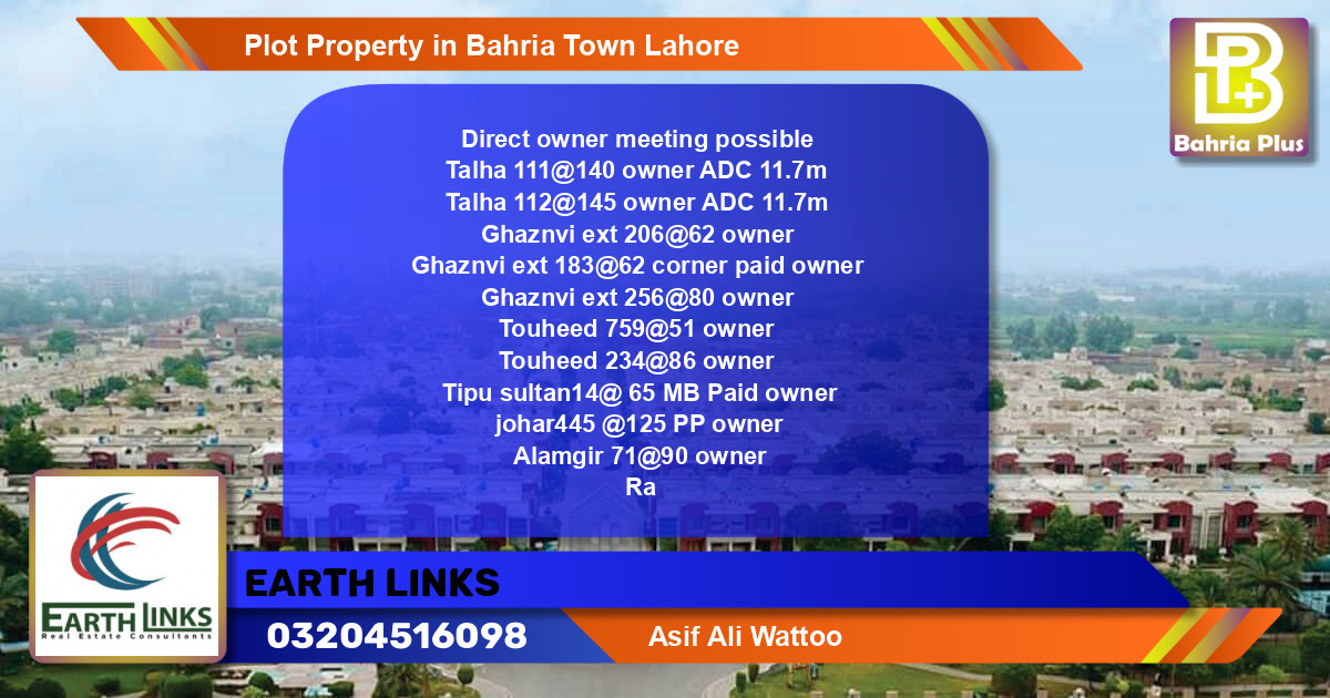 Residential Plot for Sale in Bahria Town, Lahore - (BP-82666)