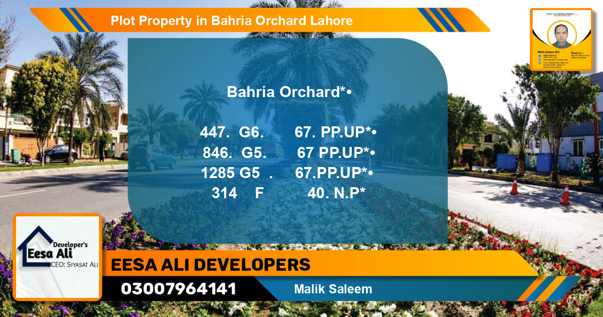 Residential Plot for Sale in Bahria Orchard, Lahore - (BP-82668)