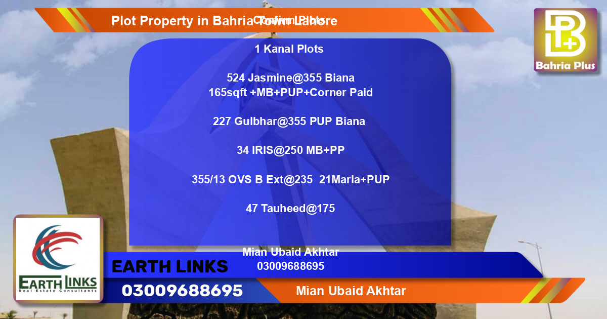 Residential Plot for Sale in Bahria Town, Lahore - (BP-82707)