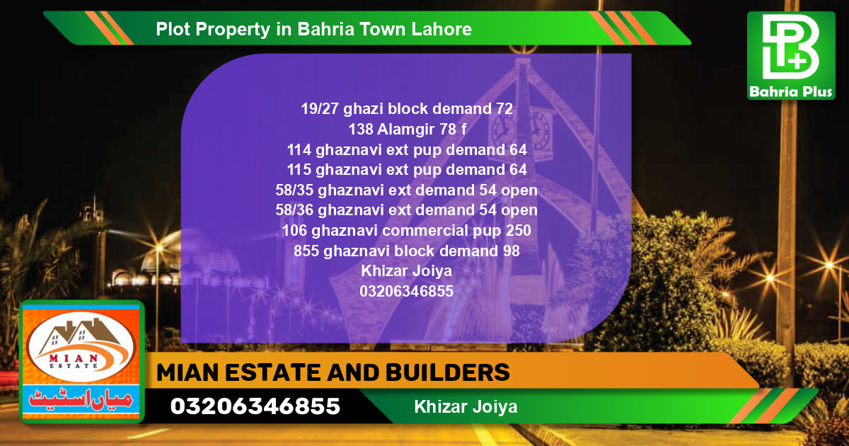 Commercial Plot for Sale in Bahria Town, Lahore - (BP-82710)