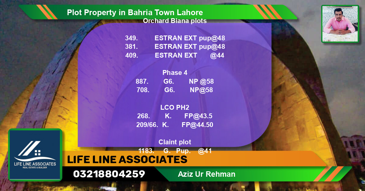 Residential Plot for Sale in Bahria Town, Lahore - (BP-82712)