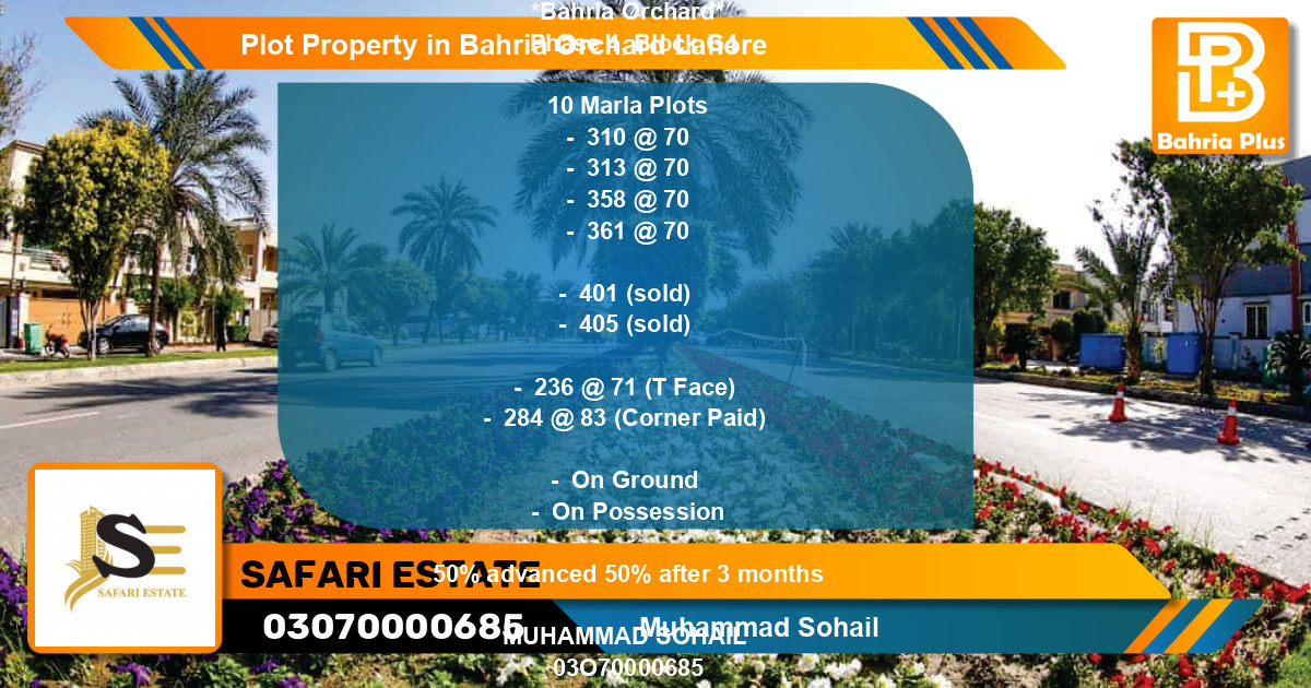Residential Plot for Sale in Bahria Orchard, Lahore - (BP-82729)