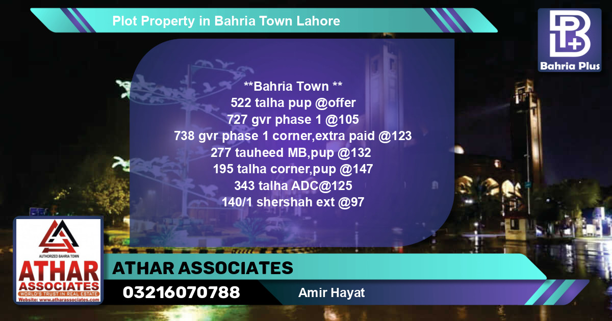 Residential Plot for Sale in Bahria Town, Lahore - (BP-82732)