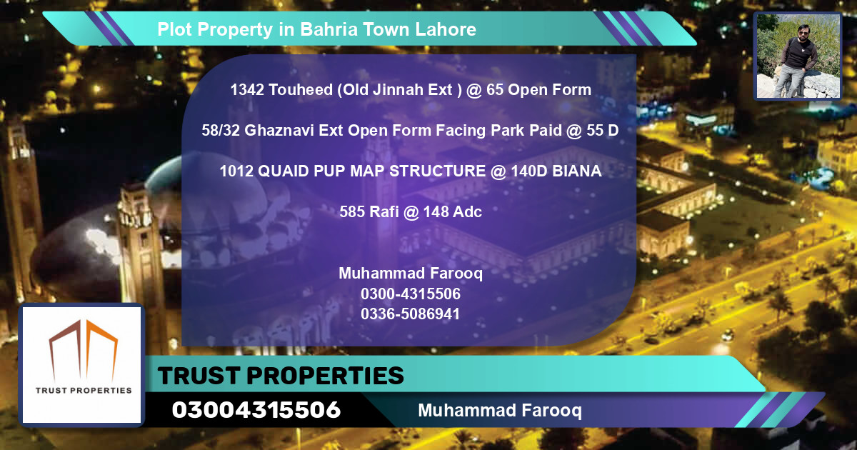 Residential Plot for Sale in Bahria Town, Lahore - (BP-82733)