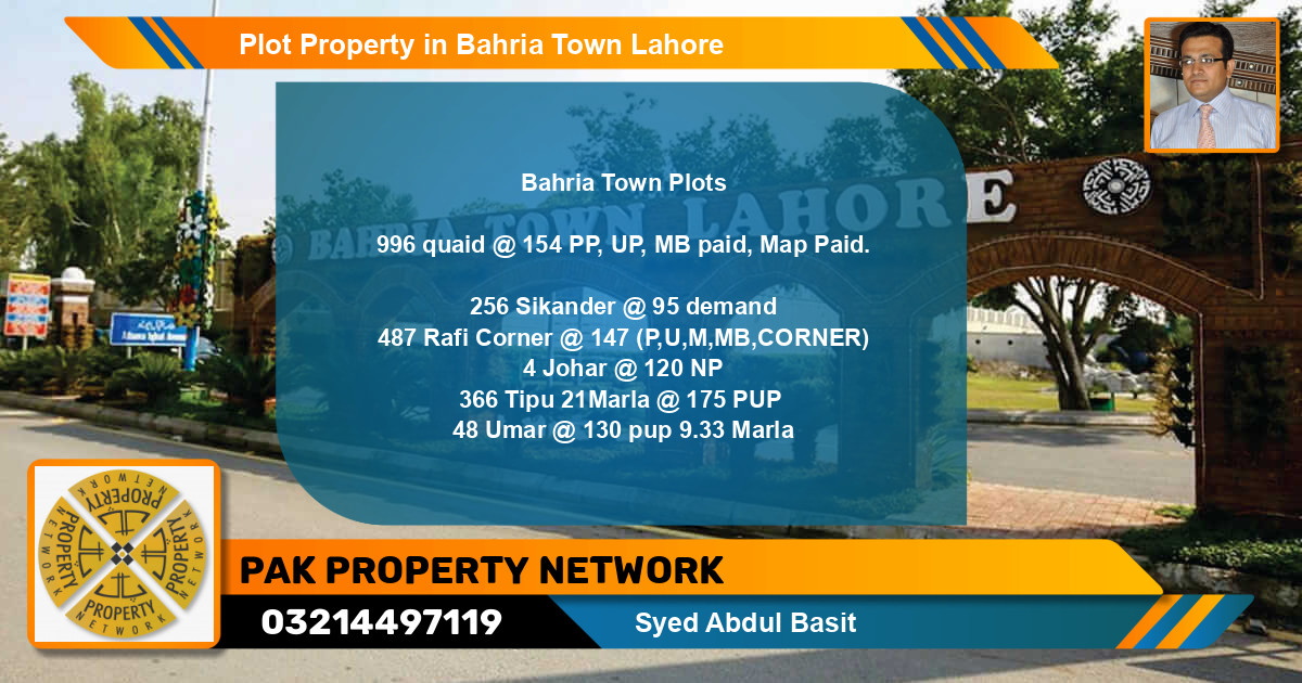 Residential Plot for Sale in Bahria Town, Lahore - (BP-82767)
