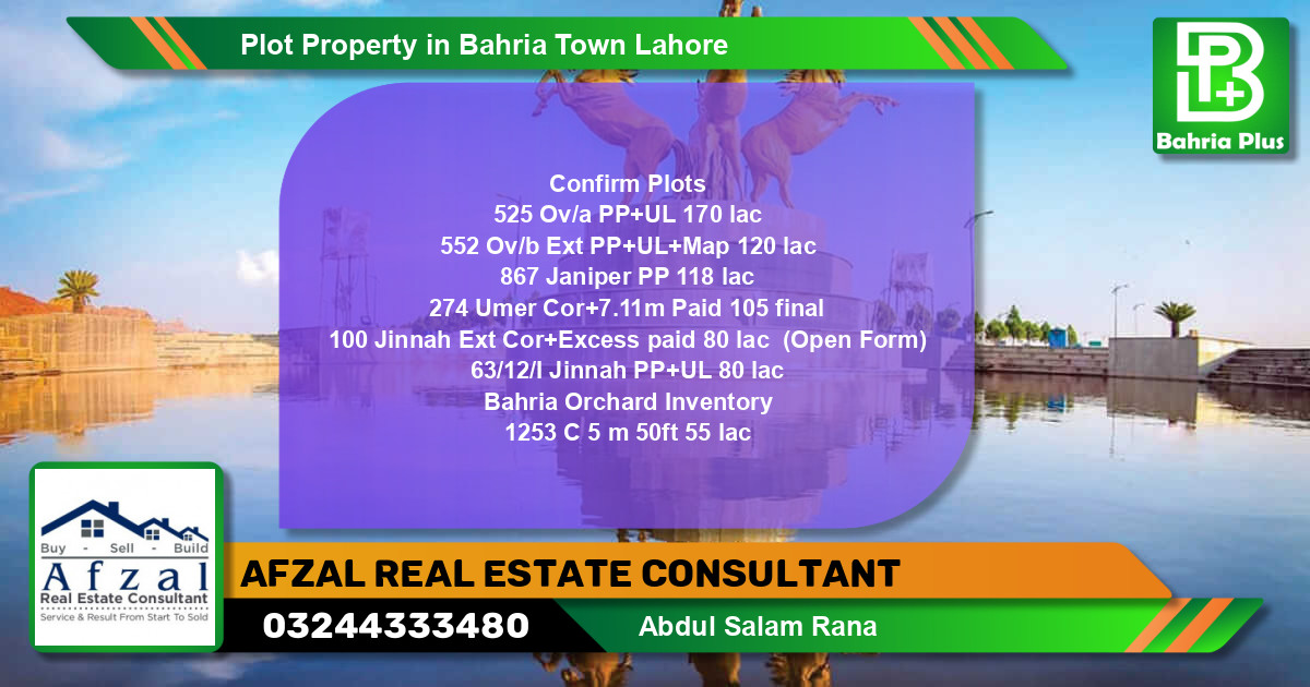 Residential Plot for Sale in Bahria Town, Lahore - (BP-82771)
