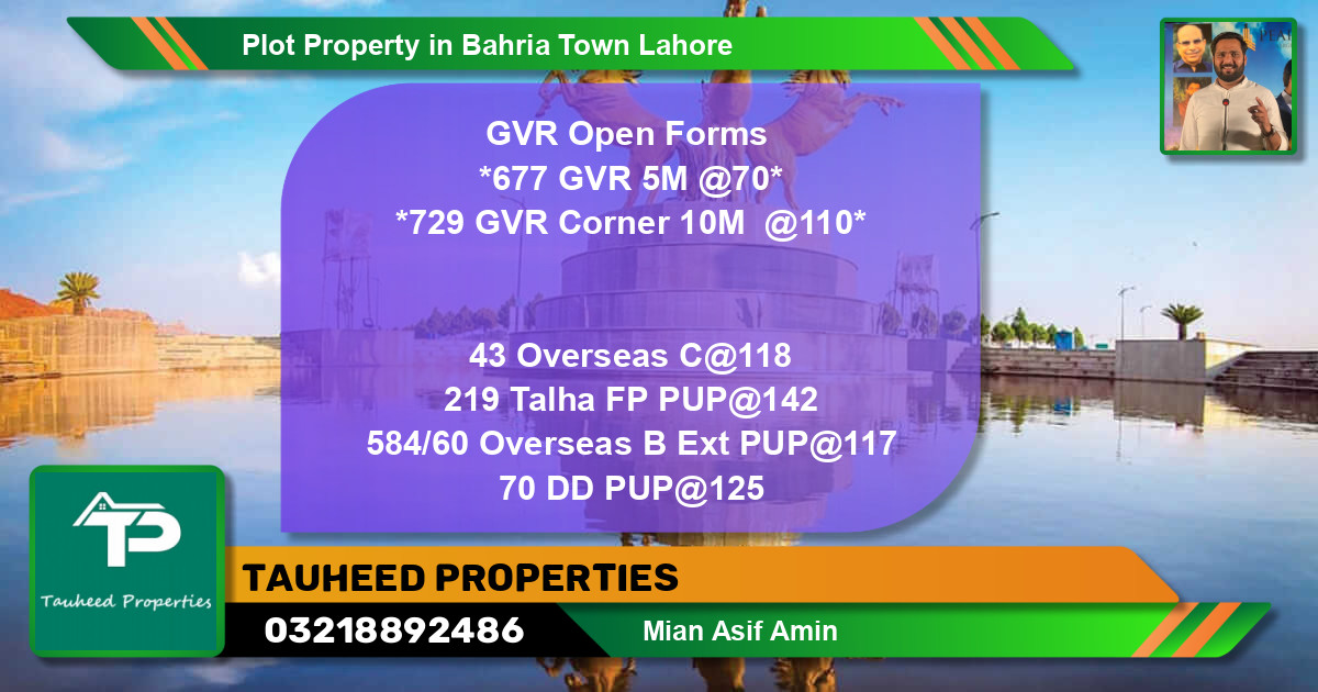 Residential Plot for Sale in Bahria Town, Lahore - (BP-82776)