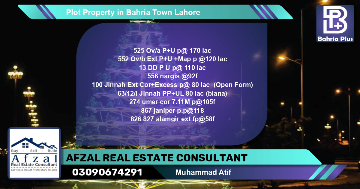 Residential Plot for Sale in Bahria Town, Lahore - (BP-82778)