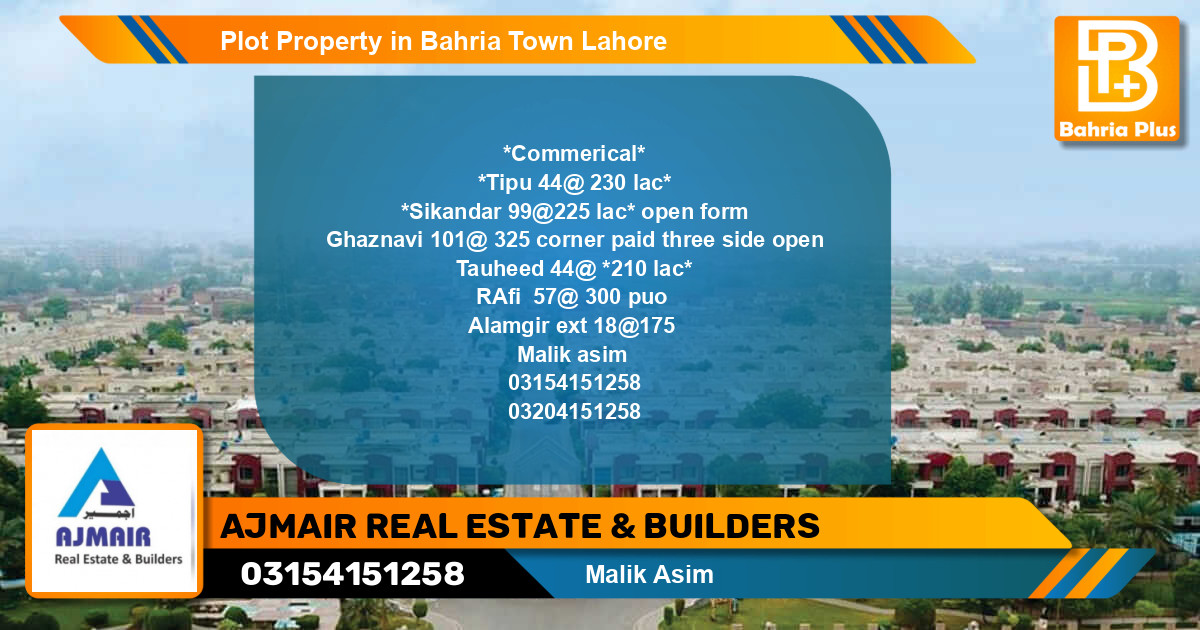 Residential Plot for Sale in Bahria Town, Lahore - (BP-82805)