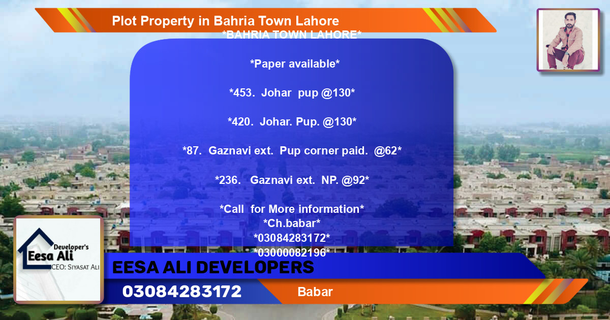 Residential Plot for Sale in Bahria Town, Lahore - (BP-82807)