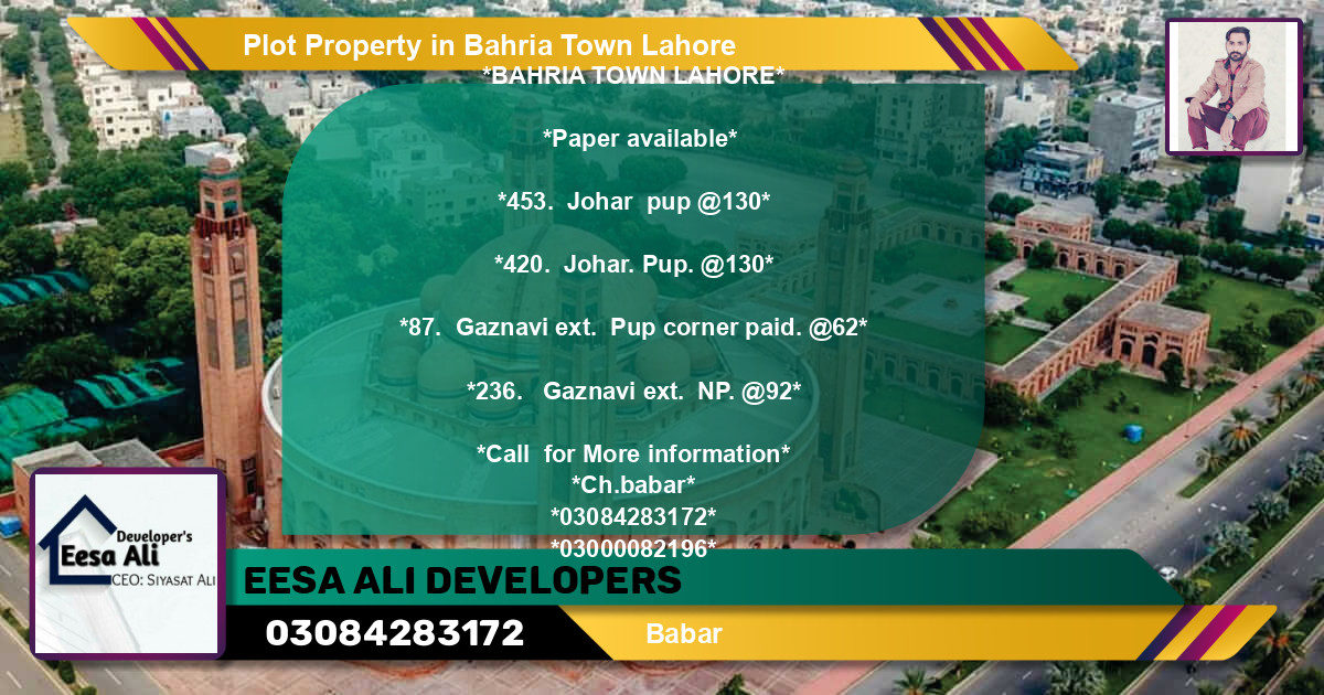 Residential Plot for Sale in Bahria Town, Lahore - (BP-82808)