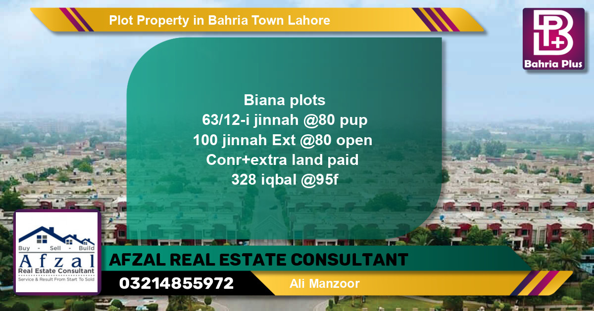 Residential Plot for Sale in Bahria Town, Lahore - (BP-82809)