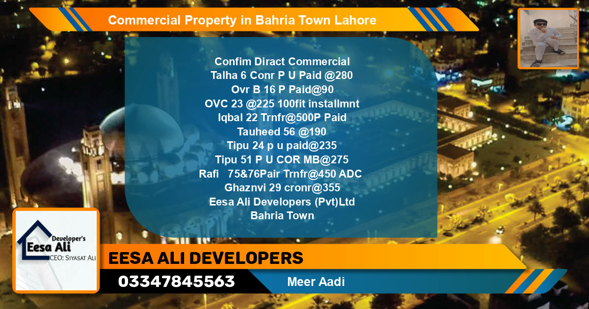 Commercial Property for Sale in Bahria Town, Lahore - (BP-82836)