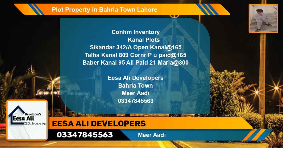 Residential Plot for Sale in Bahria Town, Lahore - (BP-82837)