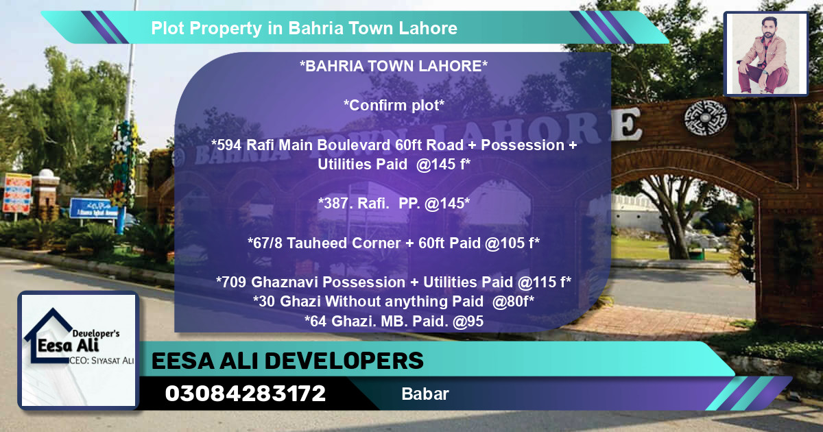 Residential Plot for Sale in Bahria Town, Lahore - (BP-82839)