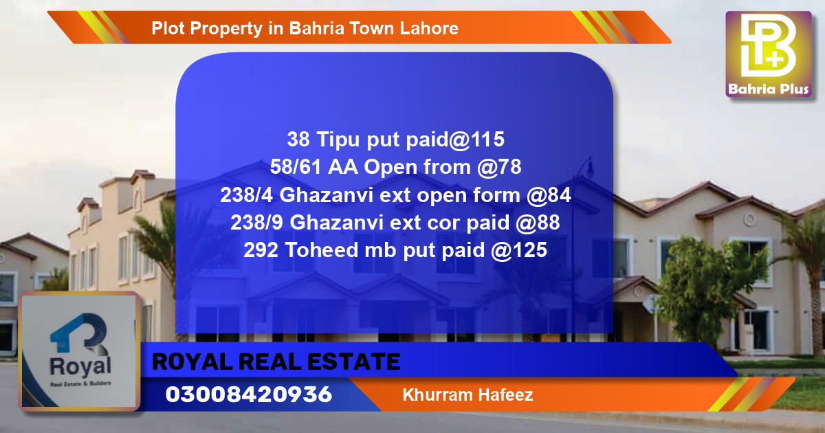 Residential Plot for Sale in Bahria Town, Lahore - (BP-82861)
